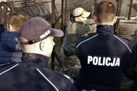 Zdjęcie kolorowe: zabrzańscy policjanci podczas treningu strzeleckiego